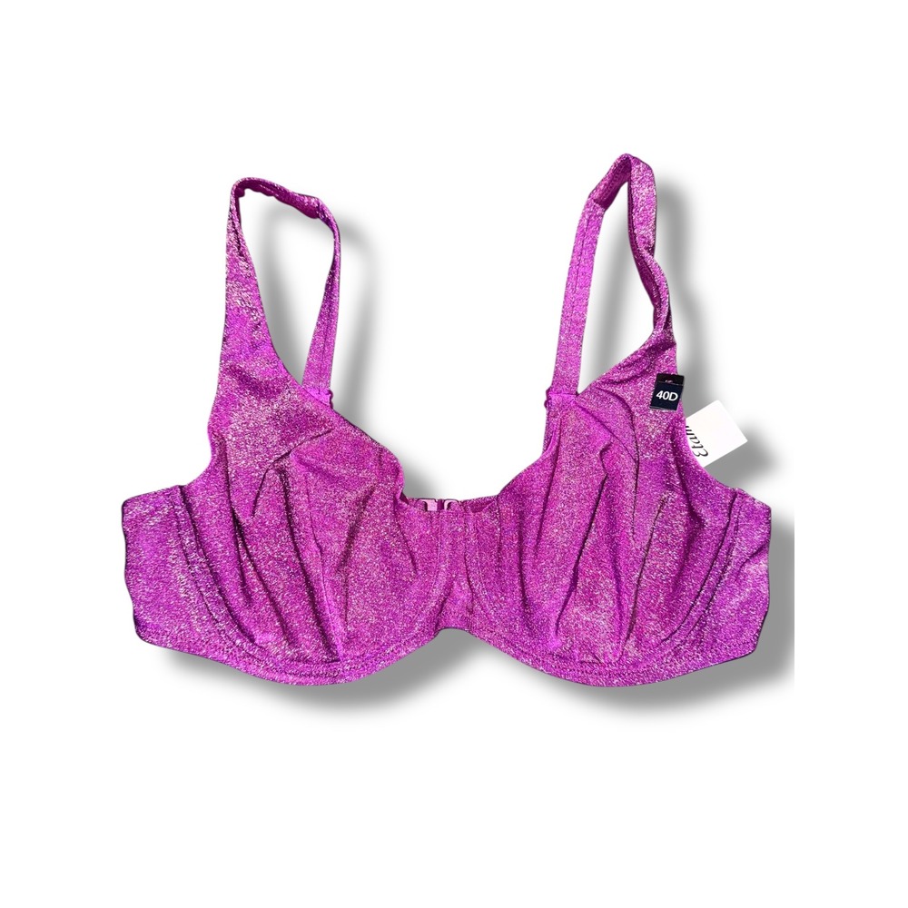 Etam‎ Glitz Lycra Plunge Bra Tropical Splash Purple 40D